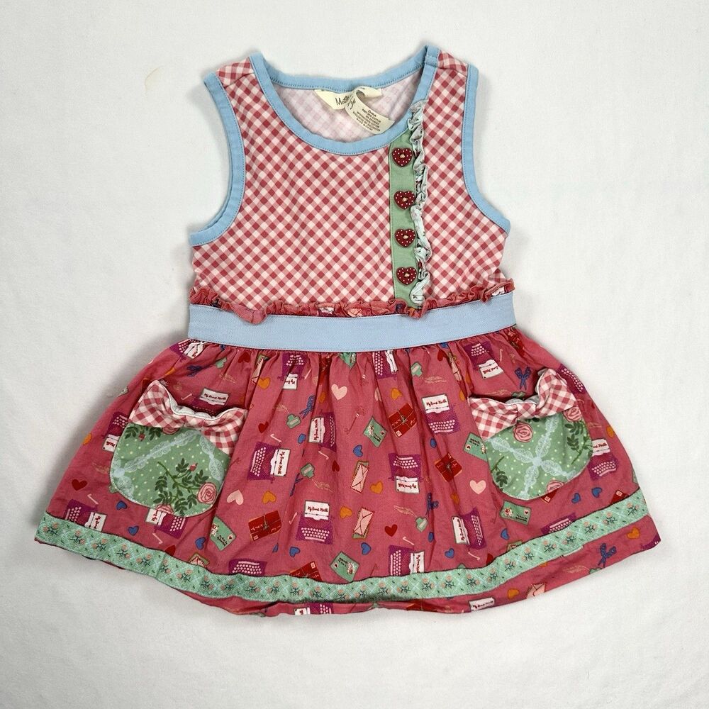 Matilda Jane Mail Dress Baby Girl Size 2 Ruffles Envelope Typewriter Country